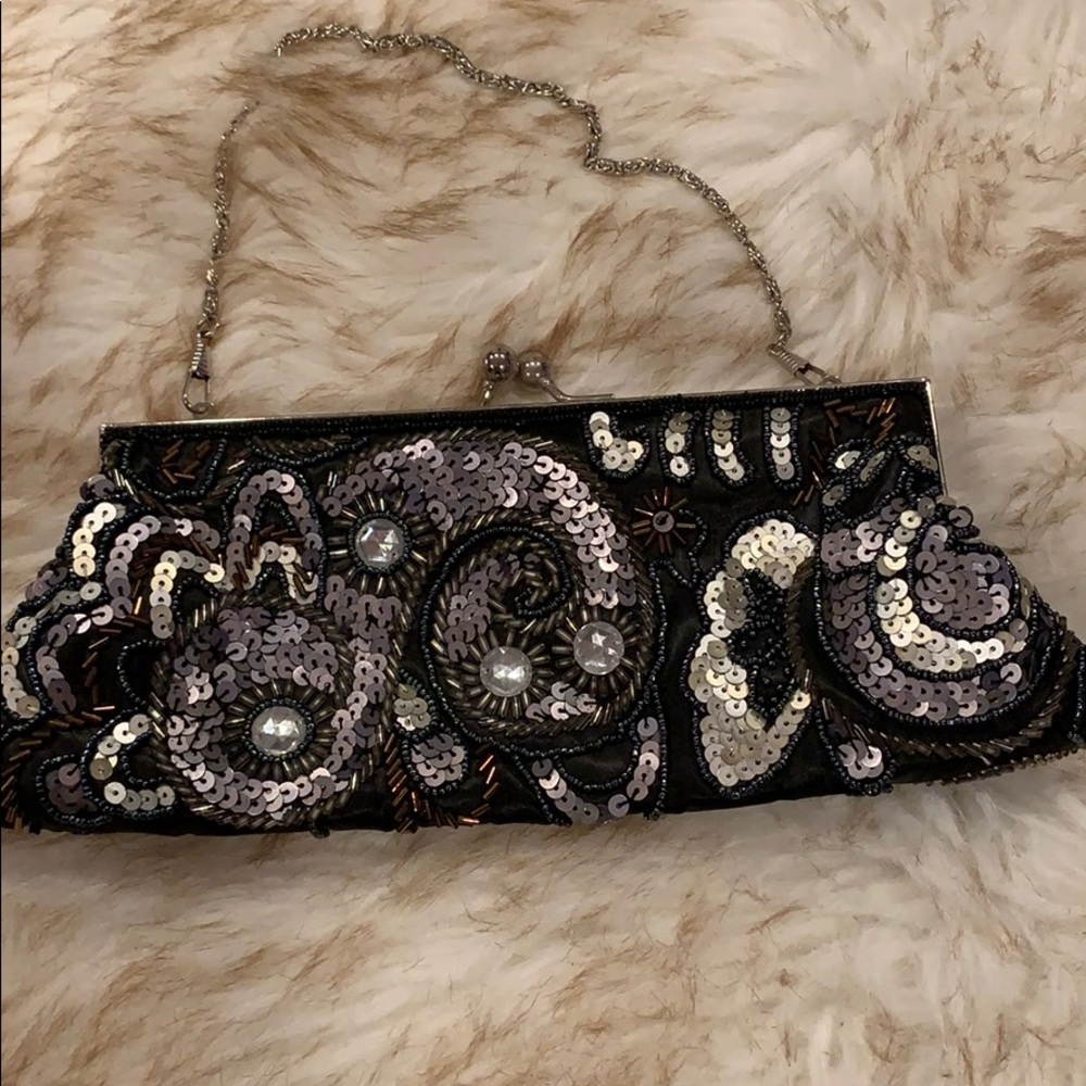 Vintage Silk & Beaded Clutch Purse